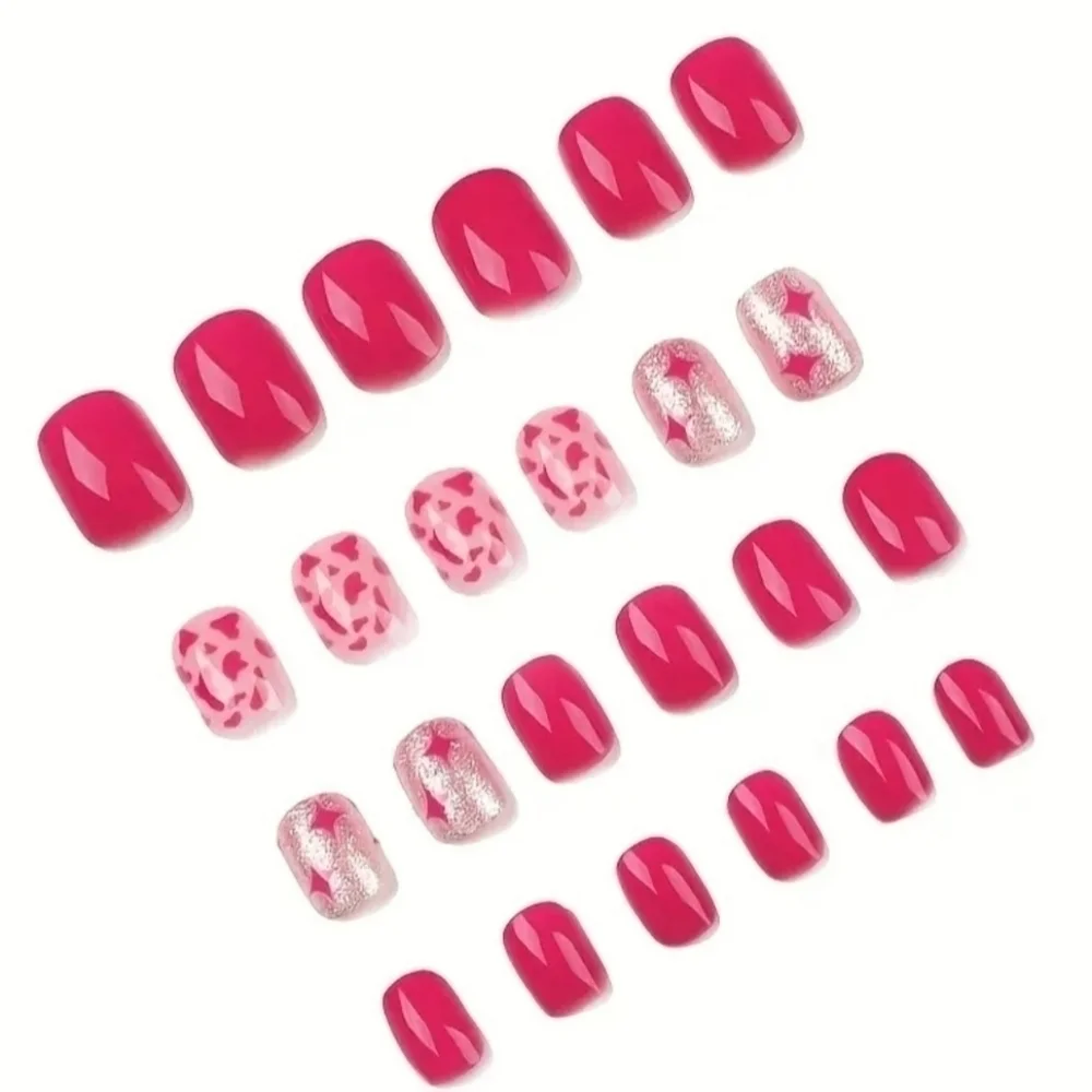 2/$16 Pink Stars Press On Nails